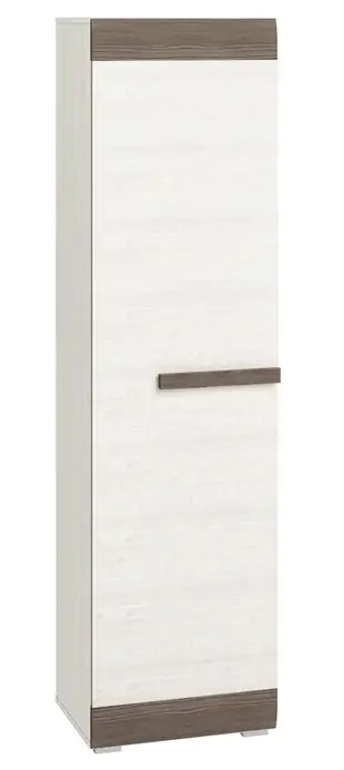 Kast Knoxville 03, kleur: wit grenen / grijs - Afmetingen: 202 x 54 x 42 cm (h x b x d), met 1 deur en 5 vakken
