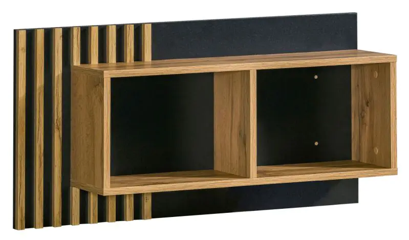wandrek / hangplank Trevalli 11, Kleur: eiken / zwart - Afmetingen: 46 x 90 x 22 cm (H x B x D)