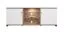 TV-meubel / TV-meubel met twee deuren Kanjiza 02, kleur: eiken Flagstaff / wit / wit hoogglans, twee kabelgoten, afmetingen: 59,5 x 157 x 40 cm, zes vakken