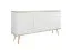 Ladekast / commode met drie deuren Horsham 56, kleur: wit, push-to-open-functie, vervaardigd uit hoogwaardige materialen, poten: goud, ABS-randafwerking, voor de woonkamer