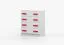 80 cm brede commode / ladekast / Wit / Smolikas 21 / 4 ruime lades / rode houten handgrepen / 90 x 80 x 40 cm / Kinderen / Tieners