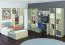Jugendzimmer - Drehtürenschrank / Eckkleiderschrank Greeley 01, Farbe: Buche / Weiß / Platingrau - Abmessungen: 199 x 82 x 82 cm (H x B x T), mit 2 Türen und 6 Fächern