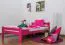 Jeugdbed/ tienerbed  "Easy Premium Line" K4, 120 x 200 cm massief beukenhout kleur: roze gelakt