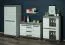 Vitrine Knoxville 05, kleur: wit grenen / grijs - afmetingen: 140 x 92 x 42 cm (h x b x d), met 2 deuren en 8 vakken