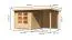 Berging / tuinhuis SET ACTION 2 met lessenaarsdak incl. aanbouw dak & achterwand, kleur: onbehandeld hout, grondoppervlakte: 4.84 m²