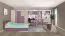 Kinderzimmer - Regal Koa 06, Farbe: Eiche / Violett - Abmessungen: 203 x 50 x 42 cm (H x B x T)