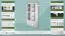 Vitrine mit 2 großen Klarglastüren Lagopus 106, Kiefer Vollholz weiß / grau, 2 Schubladen, 200 x 100 x 42 cm, 4 Fächer, 3 Einlegeböden