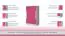 Kinderkamer - schuifdeurkast / kledingkast Walter 12, kleur: wit / roze hoogglans - 191 x 120 x 60 cm (H x B x D)