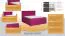 Boxspringbett MINDORO, Box: Bonellfederkern, Matratze: Taschenfederkern, Top Matress: Schaumstoff -  Abmessung: 105 x 200 cm - Farbe: Pink