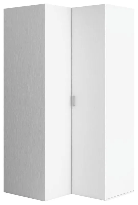 Drehtürenschrank / Eckkleiderschrank Minnea 06, Farbe: Weiß - Abmessungen: 206 x 105 x 104 cm (H x B x T)