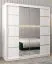 Schuifdeurkast / kleerkast Jan 04D met spiegel, kleur: mat wit - Afmetingen: 200 x 180 x 62 cm (H x B x D)
