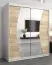 Schuifdeurkast / kleerkast Combin 04 met spiegel, kleur: mat wit / sonoma eiken - Afmetingen: 200 x 180 x 62 cm (H x B x D)