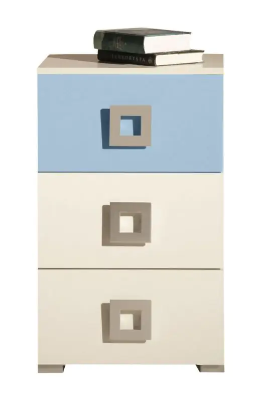 Jeugdkamer / tienerkamer ladekast Namur 09, kleur: blauw/beige - afmetingen: 76 x 45 x 44 cm (h x b x d)