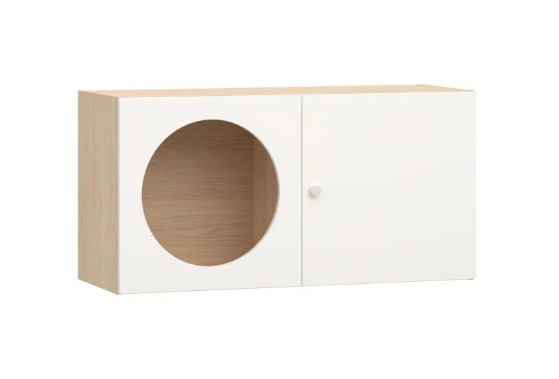 Hangkast met modern design Aenna 88, kleur: wit / eiken, maten: 50,5 x 100,5 x 33,5 cm, handgrepen: wit, zeer stevig en duurzaam