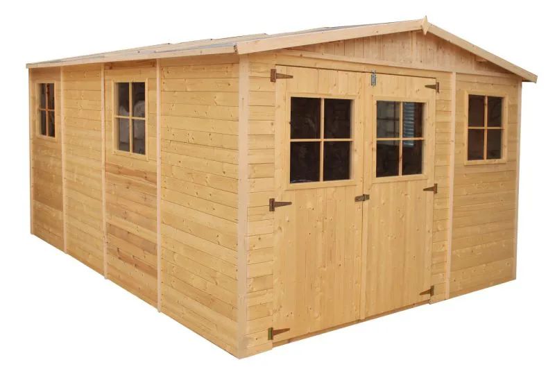 Houten berging / tuinhuis Genf met zadel dak - L: 400 cm x B: 300 cm - incl. dakleer