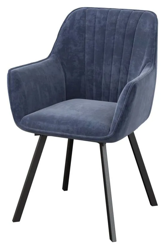 Stoel Slatina 39, Kleur: Blauw / Zwart - Afmetingen: 88 x 60 x 59 cm (H x B x D)