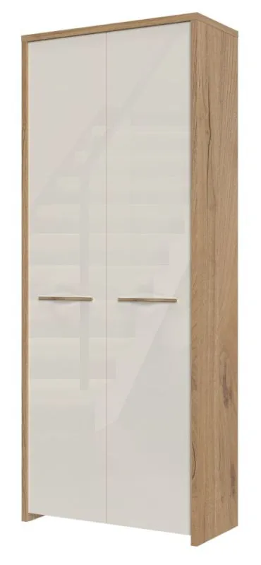 draaideurkast / kledingkast Gataivai 20, kleur: beige hoogglans / noten - 192 x 78 x 36 cm (H x B x D)