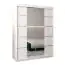 Schuifdeurkast / kleerkast Jan 03D met spiegel, kleur: mat wit - Afmetingen: 200 x 150 x 62 cm (H x B x D)