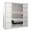 Schuifdeurkast / kleerkast Jan 05D met spiegel, kleur: mat wit - Afmetingen: 200 x 200 x 62 cm (H x B x D)