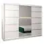 Schuifdeurkast / kleerkast Jan 06B met spiegel, kleur: mat wit - Afmetingen: 200 x 250 x 62 cm ( H x B x D)