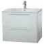 Badmöbel - Set B Eluru, 3-teilig inkl. Waschtisch / Waschbecken, Farbe: Weiß glänzend