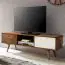 TV-onderkast met retro-elementen, kleur: sheesham / wit - Afmetingen: 45 x 140 x 35 cm (H x B x D), met kabeldoorvoer aan de achterkant