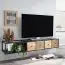 TV-meubel gemaakt van massief mangohout, kleur: mango / zwart, semi-massief - Afmetingen: 25 x 150 x 35 cm (H x B x D)