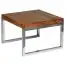 Echt houten bijzettafel / salontafel Apolo 183, Kleur: Sheesham / Chroom - Afmetingen: 40 x 60 x 60 cm (H x B x D), Handgemaakt van massief Sheesham hout