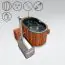 Hottub 02 gemaakt van thermohout met LED-verlichting, thermische deksel, combinatie massagejets, zandfilter, houten box en thermische isolatie, kuip: antraciet, buitenafmetingen: 189 x 118 cm (L x B)