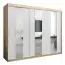 Schuifdeurkast / kledingkast Polos 06 met spiegel, kleur: Sonoma eiken / mat wit - afmetingen: 200 x 250 x 62 cm (H x B x D)