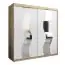 Schuifdeurkast / kleerkast met spiegel Hacho 05, kleur: Sonoma eiken / mat wit - afmetingen: 200 x 200 x 62 cm ( H x B x D)