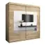 Schuifdeurkast / kledingkast met spiegel Claveles 05, kleur: Sonoma eiken - afmetingen: 200 x 200 x 62 cm ( H x B x D)