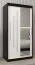 Schuifdeurkast / kleerkast met spiegel Tomlis 01B, kleur: Zwart / mat wit - Afmetingen: 200 x 100 x 62 cm (H x B x D)