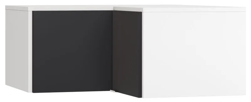 Aufsatz für Eckkleiderschrank Vacas 14, Farbe: Weiß / Schwarz - Abmessungen: 45 x 102 x 104 cm (H x B x T)