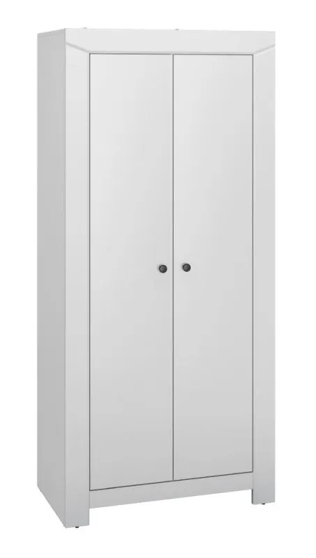 Draaideurkast / kledingkast Sastamala 02 , kleur: zilvergrijs - Afmetingen: 201 x 92 x 52 cm (H x B x D), met 2 deuren en 5 vakken