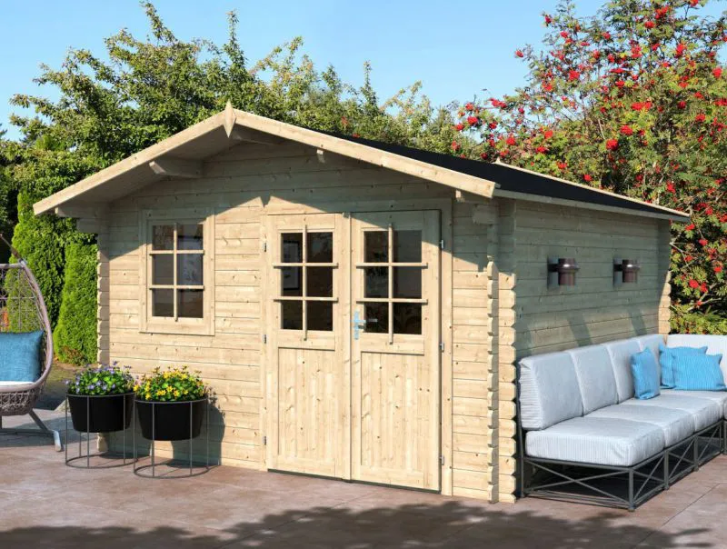 Blokhut / tuinhuis OPL 3535 - 28 mm blokhut profielplanken, grondoppervlakte: 12,11 m², zadel dak