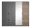Draaideurkast / kledingkast Bassatine 06 , kleur: rustiek eiken / grijs / zwart - afmetingen: 204 x 220 x 56 cm (H x B x D)