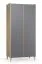 Kledingkast / 2 deuren / kleur: grafiet / draaideurkast / 5 vakken / 2 kledingstangen / afmetingen: 94,5 x 60 x 204 cm / soft-close / incl. LED-verlichting