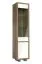Schmale Vitrine Brisen 08, mit ABS Kantenschutz, 1 klare Glastür in Holz eingefasst, Braun / Weiß Hochglanz, Maße: 209 x 48 x 40 cm, 3 Holzeinlegeböden