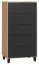dressoir / ladekast Leoncho 05, kleur: eiken / zwart - Afmetingen: 122 x 63 x 47 cm (h x b x d)