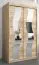 Schuifdeurkast / kledingkast met spiegel Hacho 02, kleur: Sonoma eiken - afmetingen: 200 x 120 x 62 cm ( H x B x D)