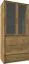 Vitrine Selun 09, Farbe: Eiche Dunkelbraun - 197 x 90 x 43 cm (H x B x T)