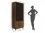 Vitrinekast Salleron 08, massief eiken geolied, drie laden, kleur: Tabacco / zwart, twee glazen deuren, afmetingen: 185 x 100 x 45 cm, push-to-open functie
