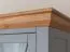 Vitrinekast Gimone 03, in grijs, twee laden, afmetingen: 140 x 95 x 41 cm, soft-close functie, gemaakt van Fins grenen, zes vakken, een glazen deur, klassiek