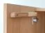 Vitrinekast / Kleur: onbehandeld eiken / 3 deuren / Massief hout / Geolied eikenhout / Travertijnsteen / incl. LED verlichting / 12 vakken / 120 x 41 x 140 cm