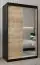 Schuifdeurkast / kledingkast met spiegel Tomlis 02B, kleur: zwart / eiken Sonoma - Afmetingen: 200 x 120 x 62 cm (H x B x D)