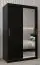 Schuifdeurkast / kledingkast Bisaurin 2C met spiegel, kleur: Zwart - Afmetingen: 200 x 120 x 62 cm ( H x B x D)