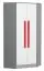 Jeugdkamer - draaideurkast / hoekkast Olaf 02, kleur: antraciet / wit / rood, deels massief - 191 x 87 x 87 cm (H x B x D)