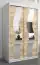Schuifdeurkast / kledingkast met spiegel Hacho 02, kleur: mat wit / eik sonoma - afmetingen: 200 x 120 x 62 cm ( H x B x D)