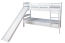 Wit stapelbed met glijbaan 90 x 200 cm, massief beukenhout wit gelakt, deelbaar in twee eenpersoonsbedden, "Easy Premium Line" K25/n